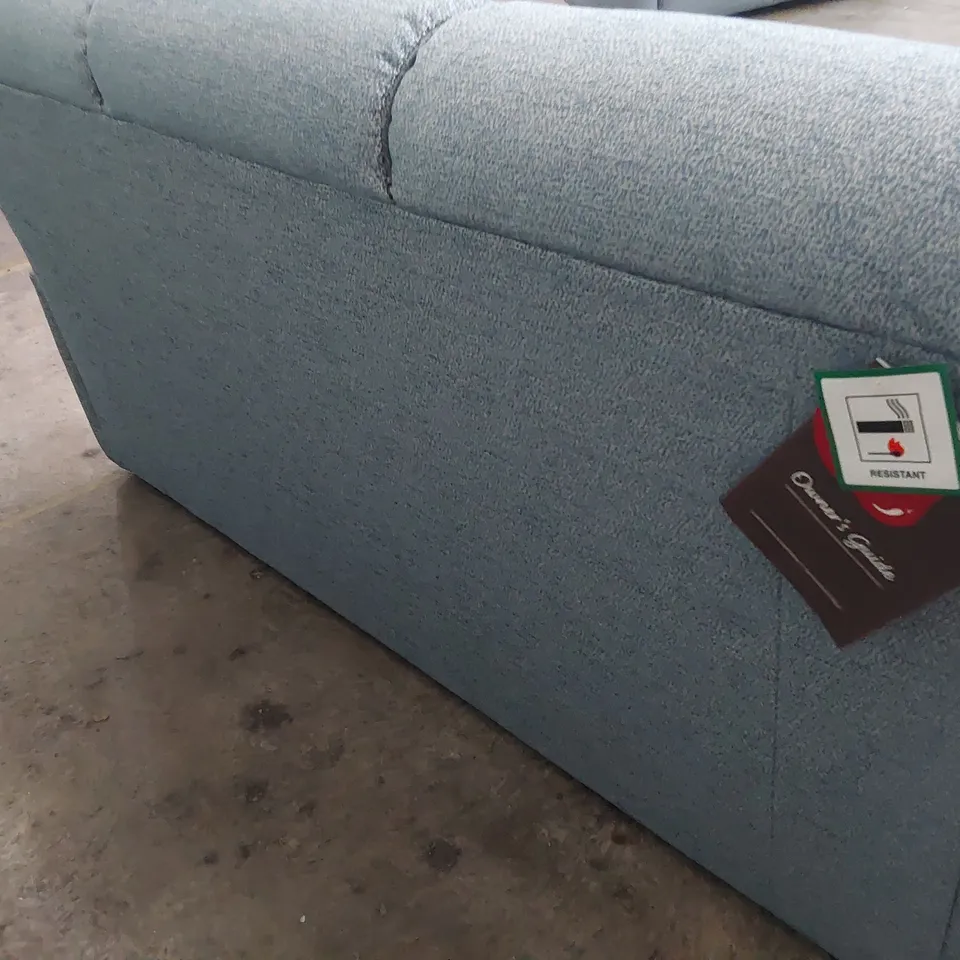 QUALITY BRITISH DESIGNER G PLAN HAMILTON THREE SEATER SOFA BAMBOO SKY FABRIC 