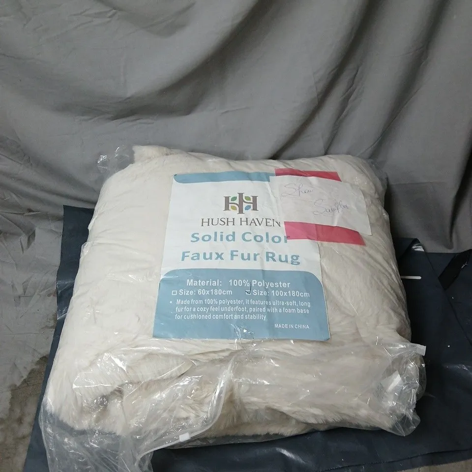HUSH HAVEN SOLID COLOR FAUX FUR RUG 100 X 180CM