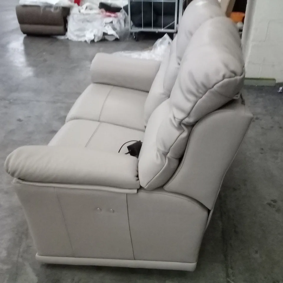 DESIGNER G PLAN MALVERN D 2 SEATER ELECTRIC RECLINER DBL SOFA - HUSK ALABASTER LEATHER