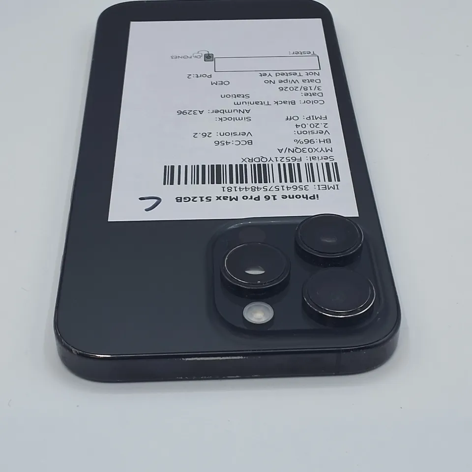 UNBOXED APPLE IPHONE 16 PRO MAX 512GB IN TITANIUM BLACK