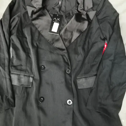 AX PARIS SATING COLLAR BLAZER MINI DRESS IN BLACK SIZE 12