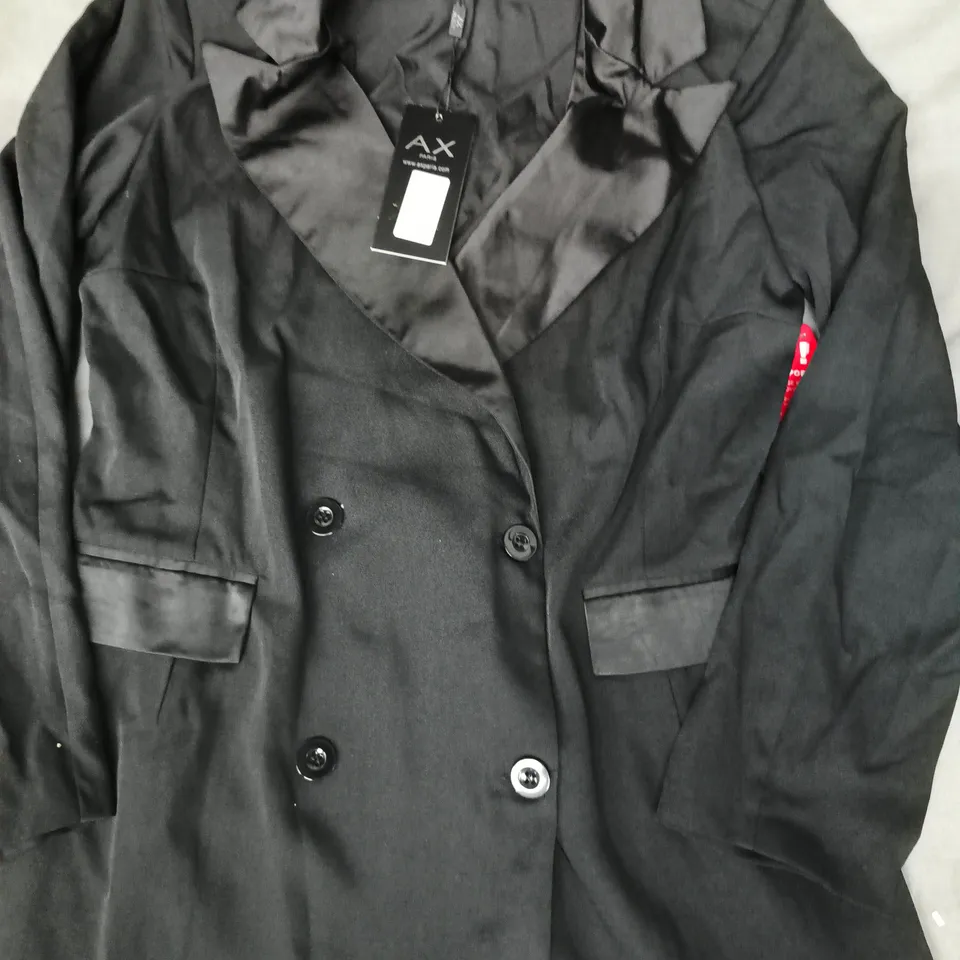 AX PARIS SATING COLLAR BLAZER MINI DRESS IN BLACK SIZE 12