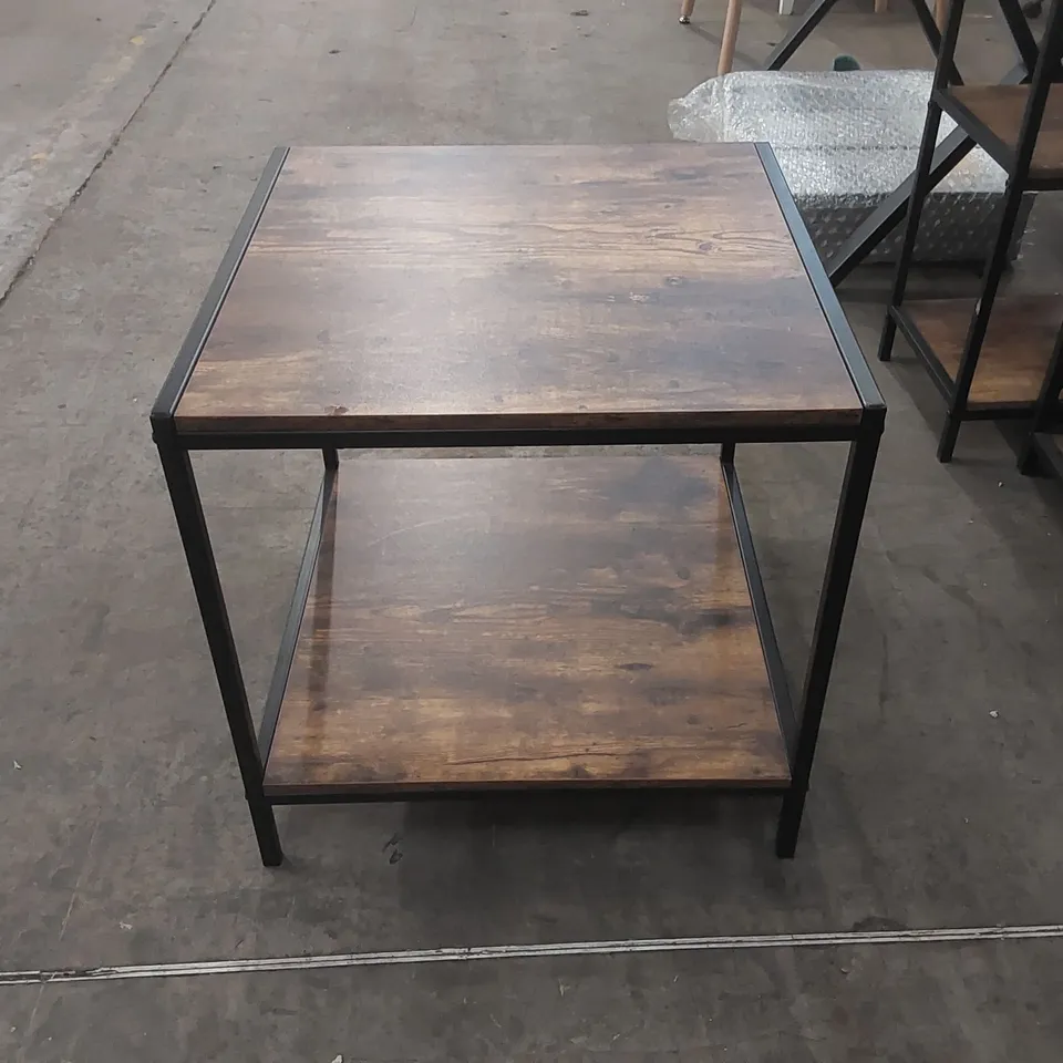 BROOKLYN DARK WOOD SIDE TABLE WITH METAL FRAME