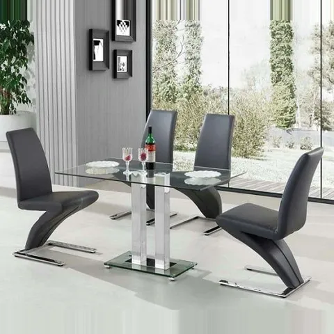 BOXED JET SMALL CLEAR GLASS DINING TABLE - 120cm (3 BOXES)