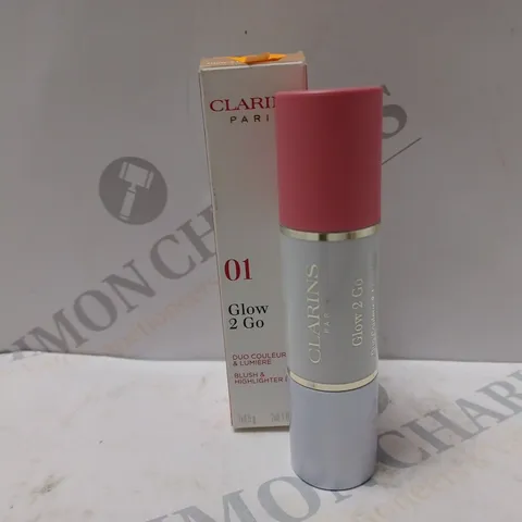 BOXED CLARINS 01 GLOW 2 GO BLUSH & HIGHLIGHTER DUO