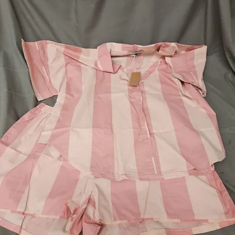 THEIR NIBS PINK & WHITE STRIPED SHIRT & SHORTS PJ SET – WOMEN'S XL
