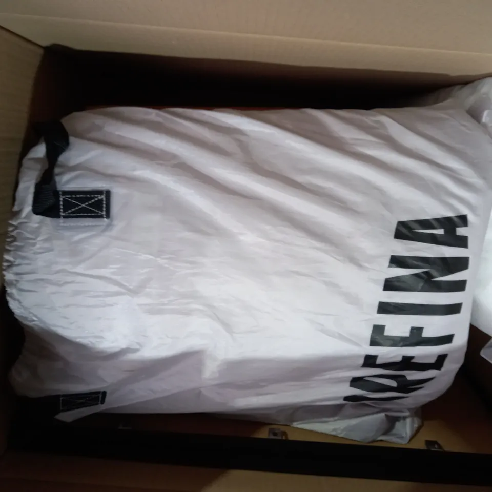 BOX OF APPROXIMATELY 6 ASSORTED ITEMS TO INCLUDE - AIREFINA AIR MATRESS - WOODEN FRAME IN BLACK - CUSHION ECT