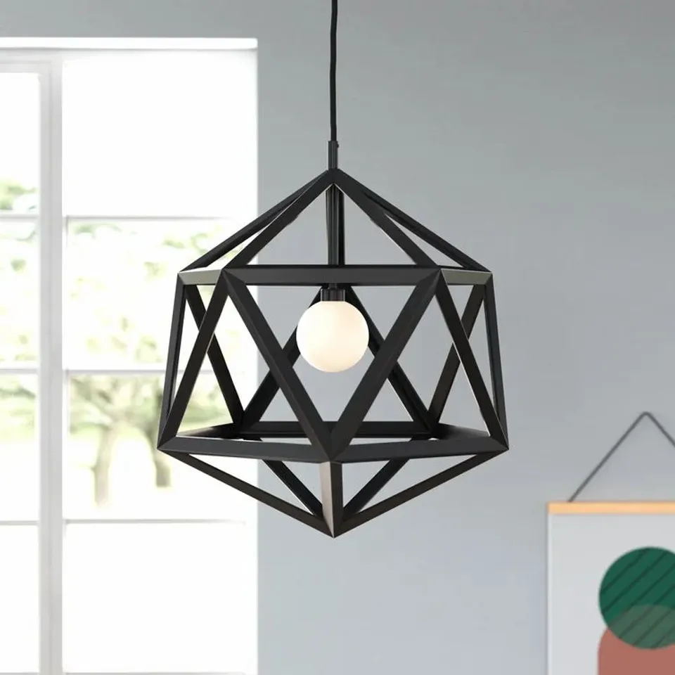 BOXED AJOKU 1 LIGHT GEOMETRIC PENDANT BLACK