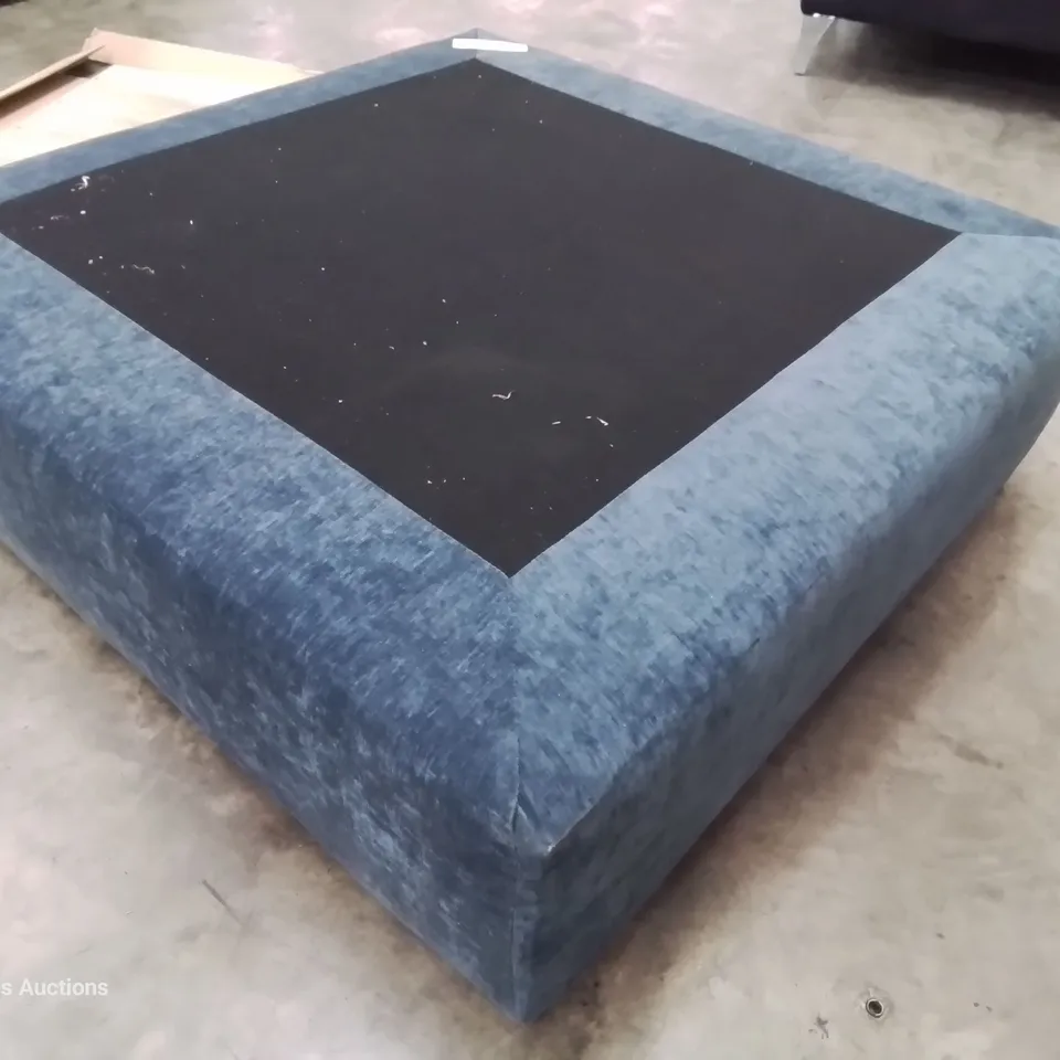 DESIGNER FABB LARGE SQUARE FOOTSTOOL BASE NAVY FABRIC 
