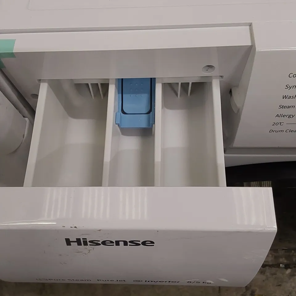 HISENSE 60cm FREESTANDING 8KG FRONT LOAD WASHER DRYER IN WHITE, MODEL: WDQA8014EVJM