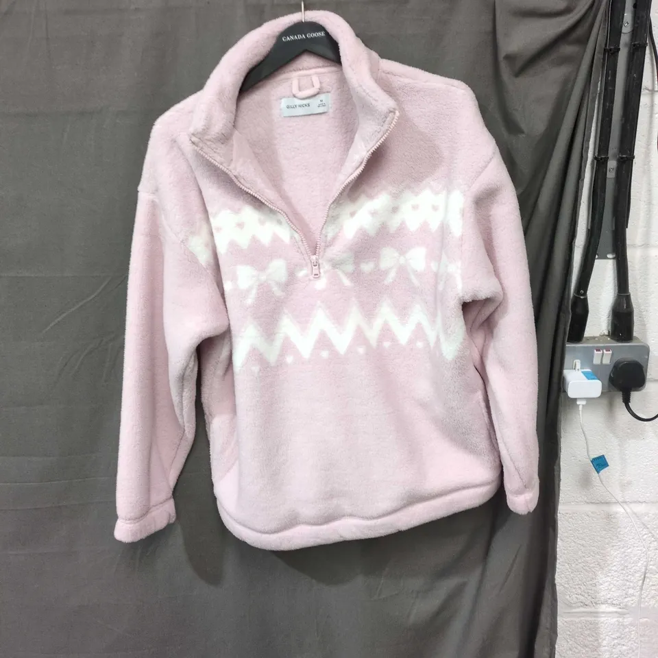 GILLY HICKS WOMEN'S PINK FLEECE ZIP-UP JACKET – SIZE M