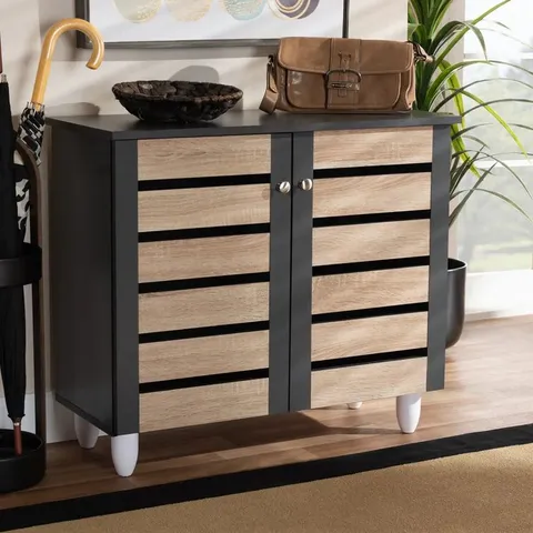 SONAMA GREY 9 PAIR SHOE CABINET