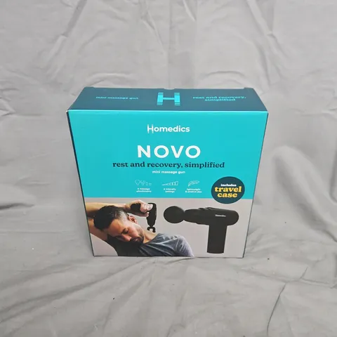 BOXED HOMEDICS NOVO MINI MASSAGE GUN – BLACK (TRAVEL CASE INCLUDED)
