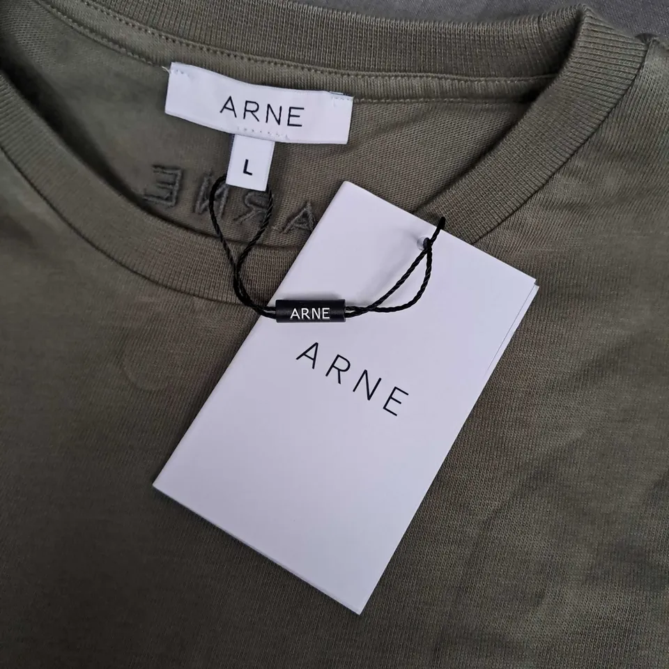 ARNE SLIM FIT COTTON T-SHIRT IN SAGE - LARGE