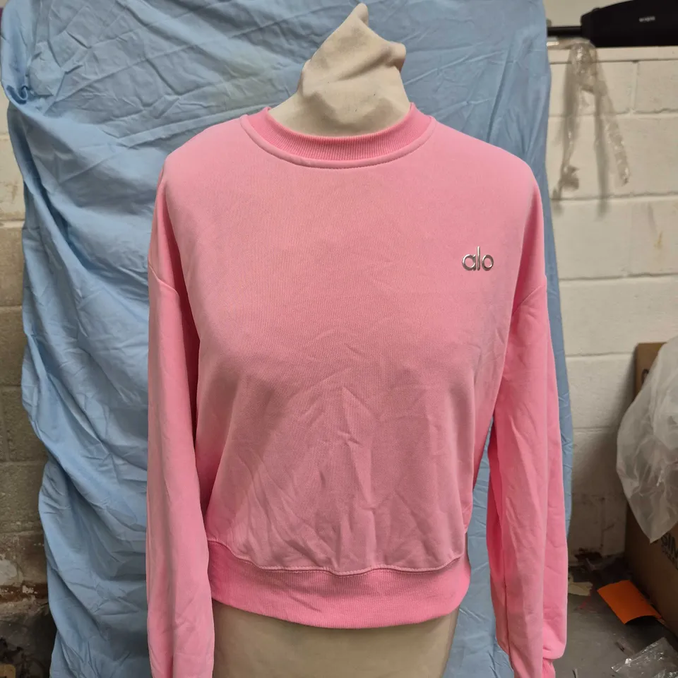 ALO YOGA PINK SWEATSHIRT, UK SIZE S