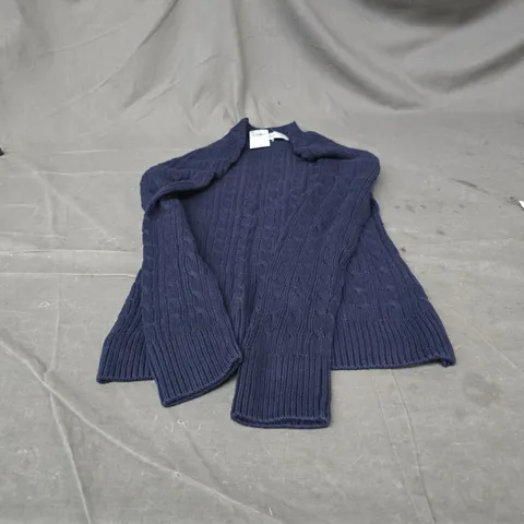 HOLLISTER NAVY CABLE KNIT SWEATER – UK SIZE SMALL