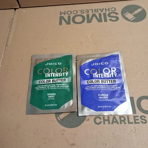 APPROXIMATELY 34 X ASSORTED JOICO HAIR CARE PRODUCTS TO INCLUDE COLOR INTENSITY COLOR BUTTER PURPLE ETC