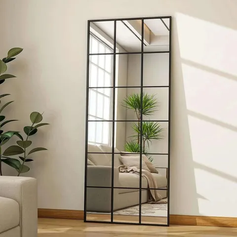 BOXED GRID FULL LENGTH MIRROR - BLACK