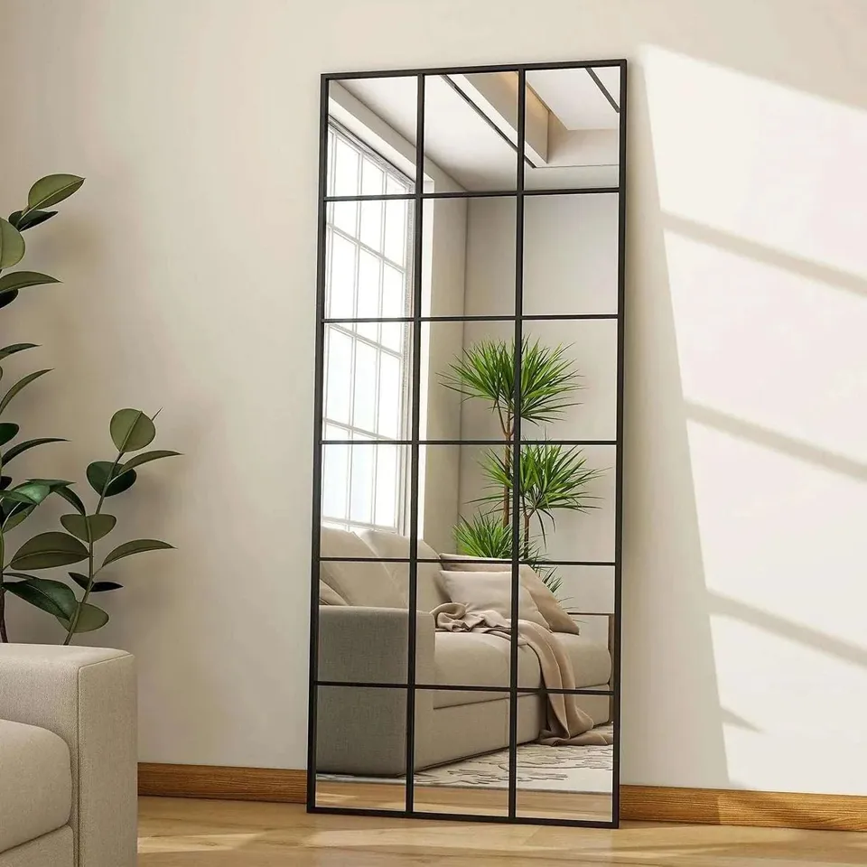 BOXED GRID FULL LENGTH MIRROR - BLACK