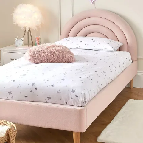 BOXED RAINBOW CHILDREN'S SINGLE BED FRAME - PINK (2 BOXES)