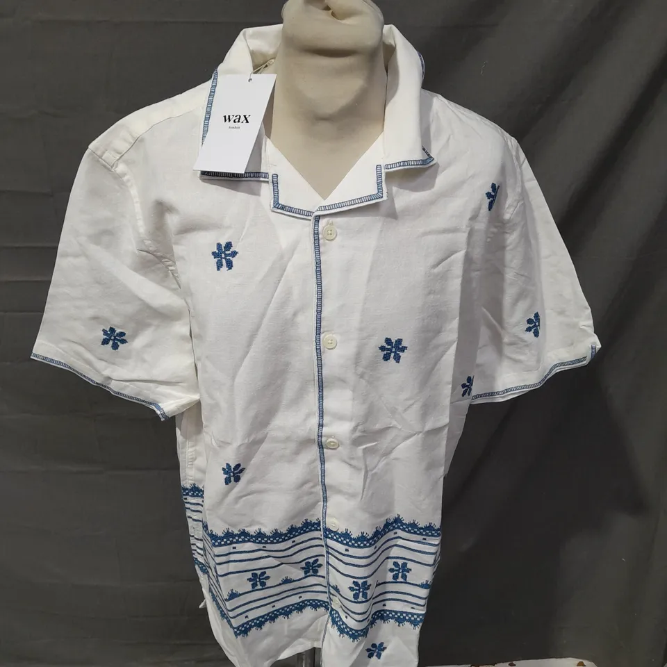 WAX LONDON WHITE & BLUE SHIRT - SMALL