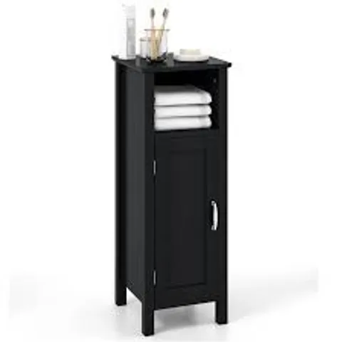 BOXED COSTWAY SINGLE DOOR SINGLE SHELF BLACK NARROW FREESTANDING CABINET