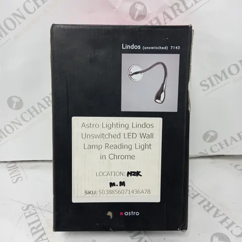BOXED ASTRO LIGHTING LINDOS UNSWITCHED LED WALL LAMP READING LIGHT IN CHROME