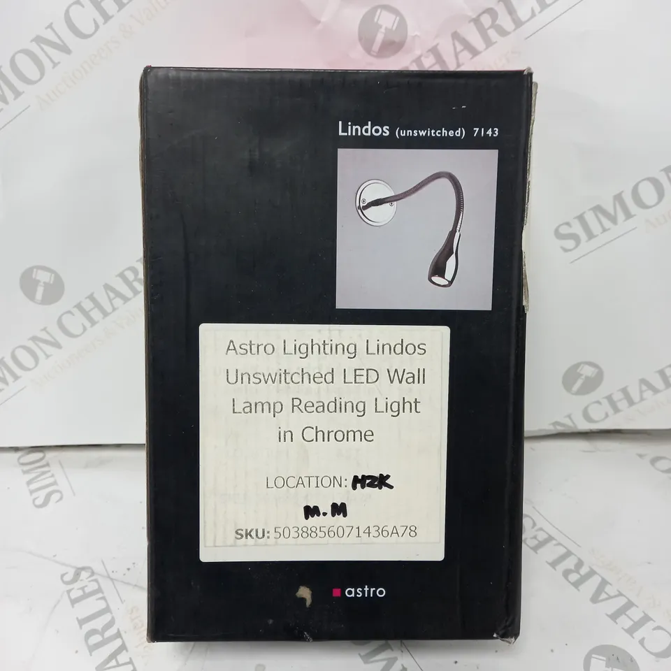 BOXED ASTRO LIGHTING LINDOS UNSWITCHED LED WALL LAMP READING LIGHT IN CHROME 