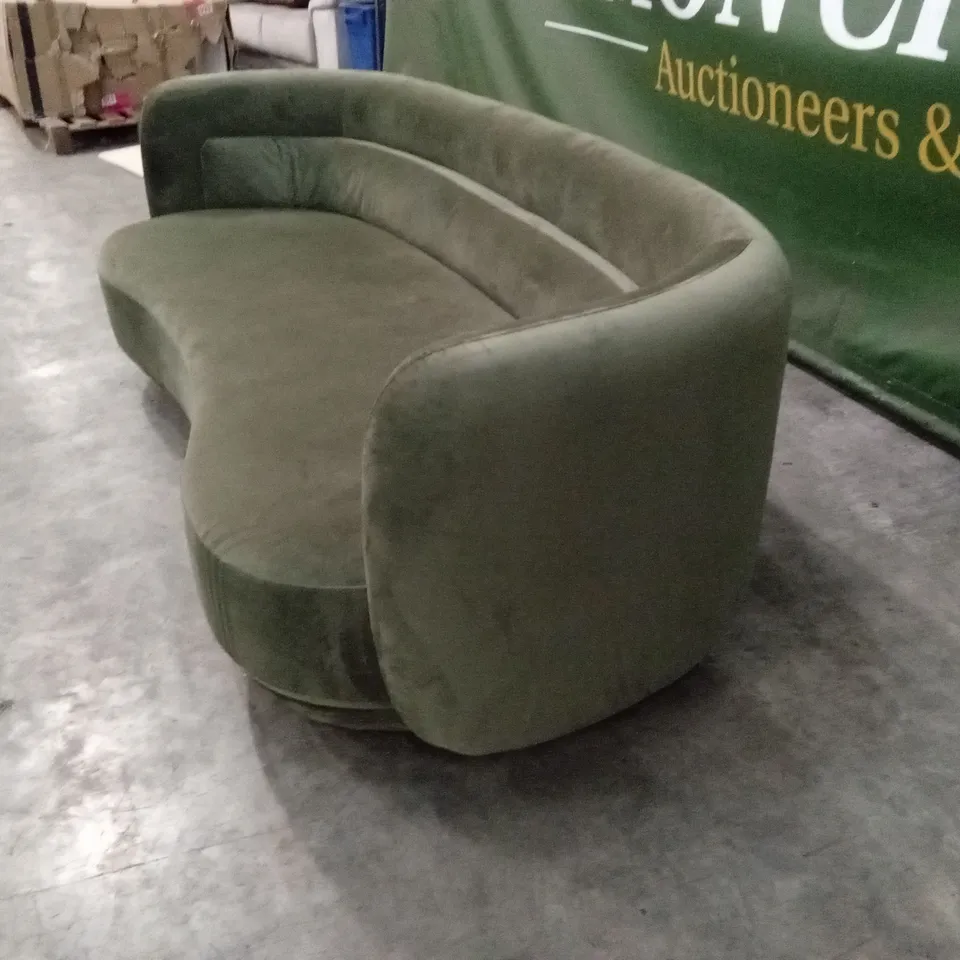 DANETTI HENRY OLIVE GREEN VELVET 3 SEATER SOFA RRP £1499