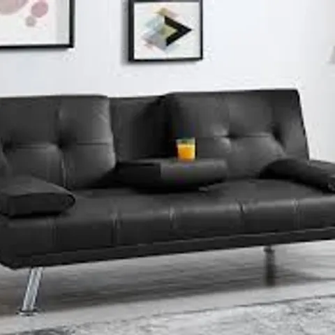 BOXED MAJEL 3 SEATER UPHOLSTERED SOFA BED - BLACK (1 BOX)