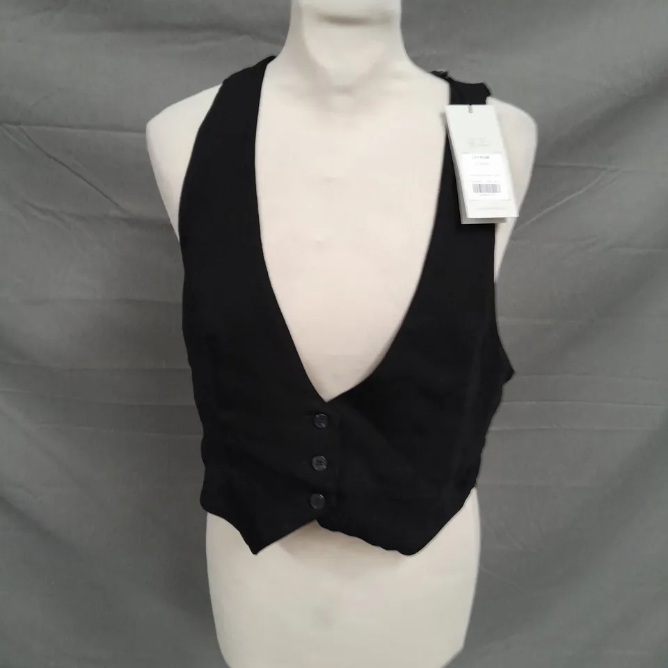 MINT VELVET BLACK WAISTCOAT MIDI DRESS - SMALL