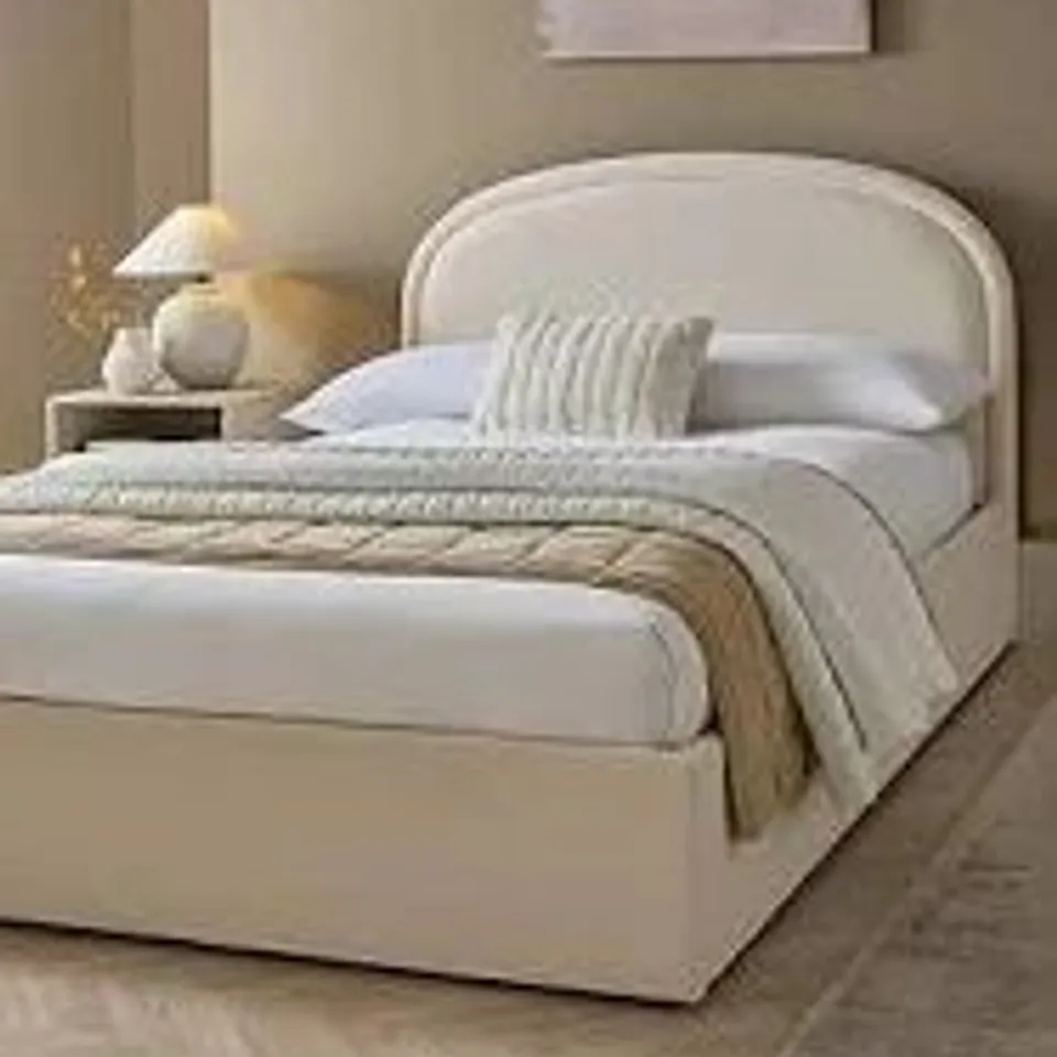 BOXED NOBLE END LIFT UP STORAGE OTTOMAN DOUBLE BED - NATURAL (2 BOXES)