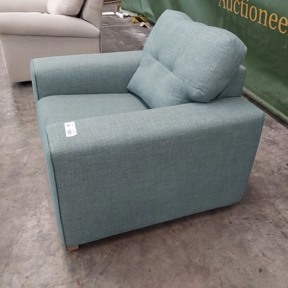 QUALITY DESIGNER EASY CHAIR DUCK EGG BLUE FABRIC
