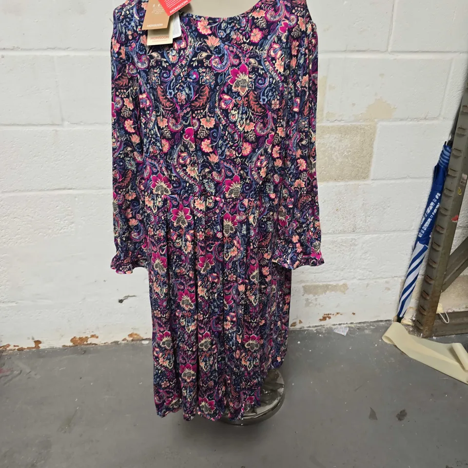 MONSOON LONG SLEEVED MAXI DRESS - NAVY/MULTI - SIZE XL