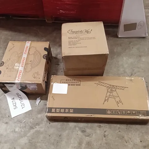 PALLET OF ASSORTED ITEMS INCLUDING - OTTOMAN MARBLE TRAY, PRAM, CLOTHING RACK