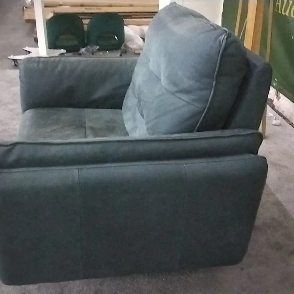 QUALITY ITALIAN DESIGNER BOLZANO FABRIC ELECTRIC RECLINER LOVESEAT - FOREST GREEN LEATHER