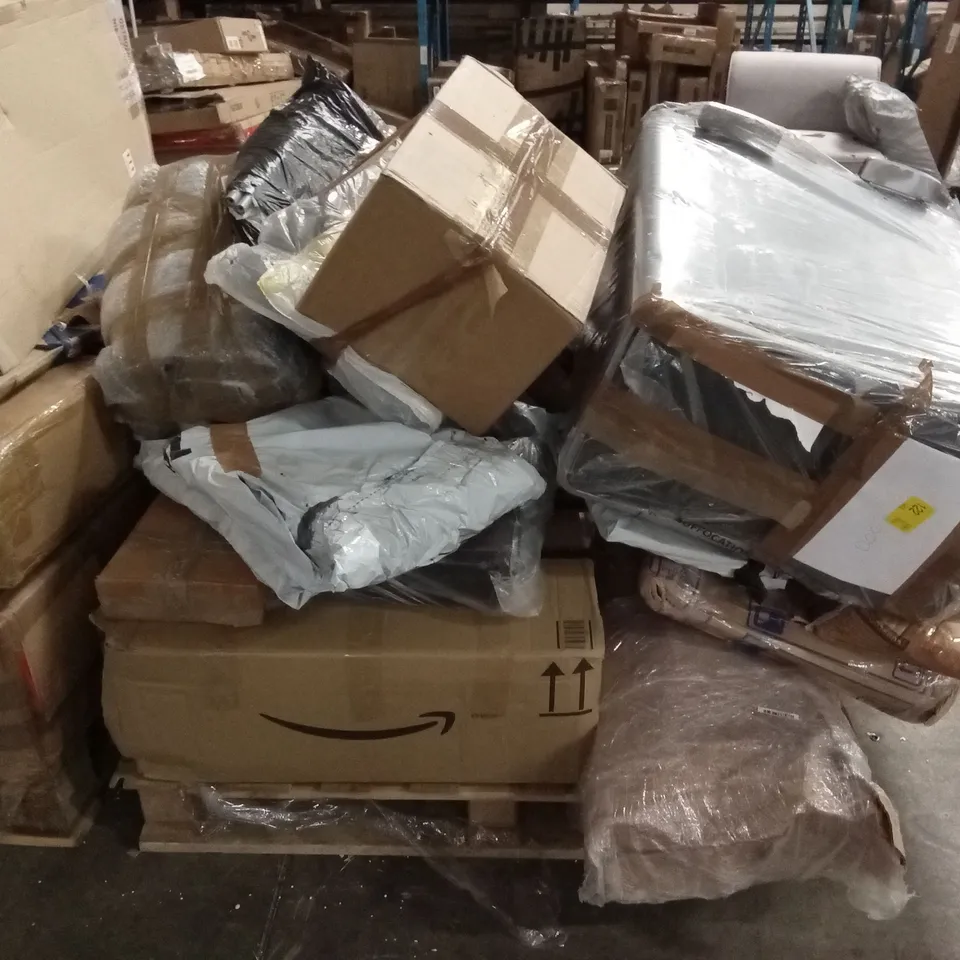 PALLET OF ASSORTED HOUSEHOLD GOODS AND INCOMPLETE FURNITURE PARTS ETC