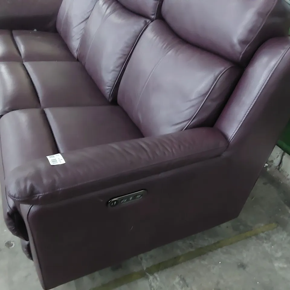 DESIGNER POWER RECLINING THREE SEATER SOFA OX BLOOD LEATHER 