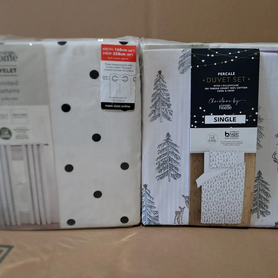 PALLET CONTAINING A LARGE QUANTITY OF ASSORTED NEW HOME FABRIC ITEMS TO INCLUDE EYELET CURTAINS AND DUVET SETS