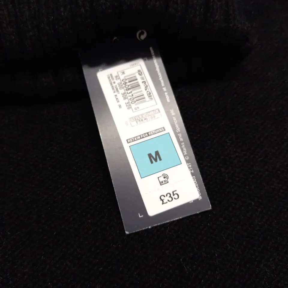 M&S ROLL NECK BLACK JUMPER - M