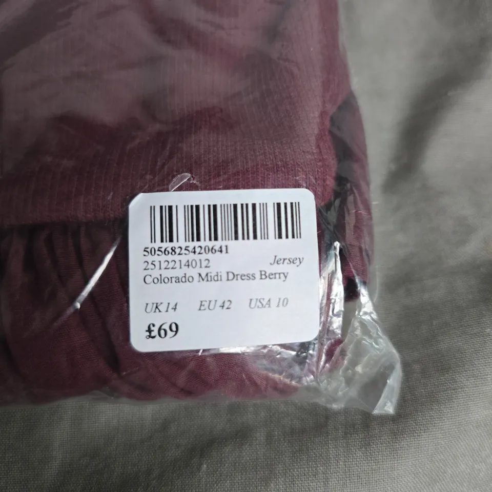 NOBODY'S CHILD COLORADO MIDI DRESS BERRY – UK14 (EU42, USA10)