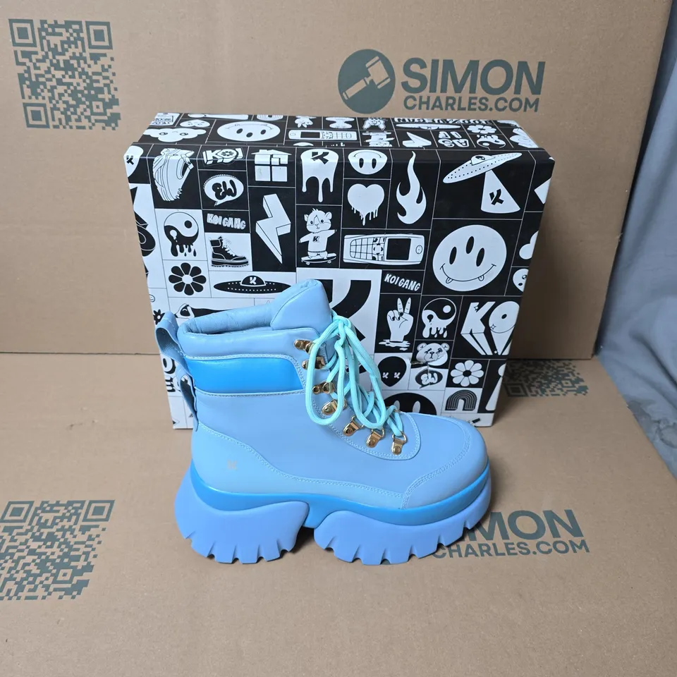 BOXED KOI CRYBABY BLUE VILUN PALTFORM BOOTS UK SIZE 7 