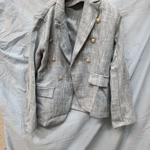 CHECKED DOUBLE-BREASTED BLAZER JACKET – SIZE M.