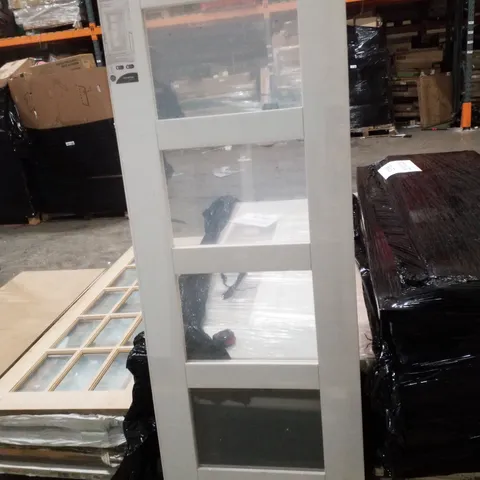 XL JOINERY WHITE PRIMED SHAKER 4 LIGHT WITH CLEAR GLASS INTERNAL DOOR 1981×762×35MM
