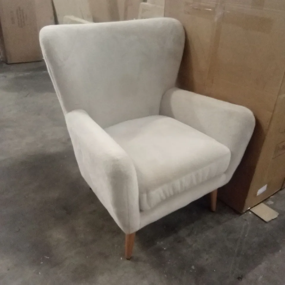 DOVE FAUX FUR WING ACCENT CHAIR  RRP £299