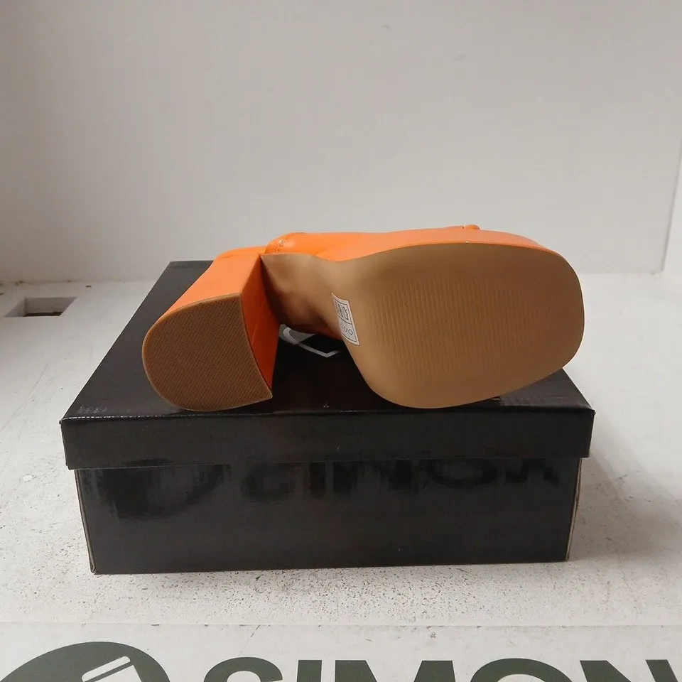 WOMEN'S ORANGE PLATFORM SANDALS WITH BLOCK HEEL – OPEN TOE UK 5