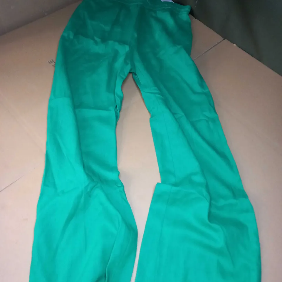 ZARA STRETCH WOMENS PANTS WITH LINEN IN GREEN - MEDIUM