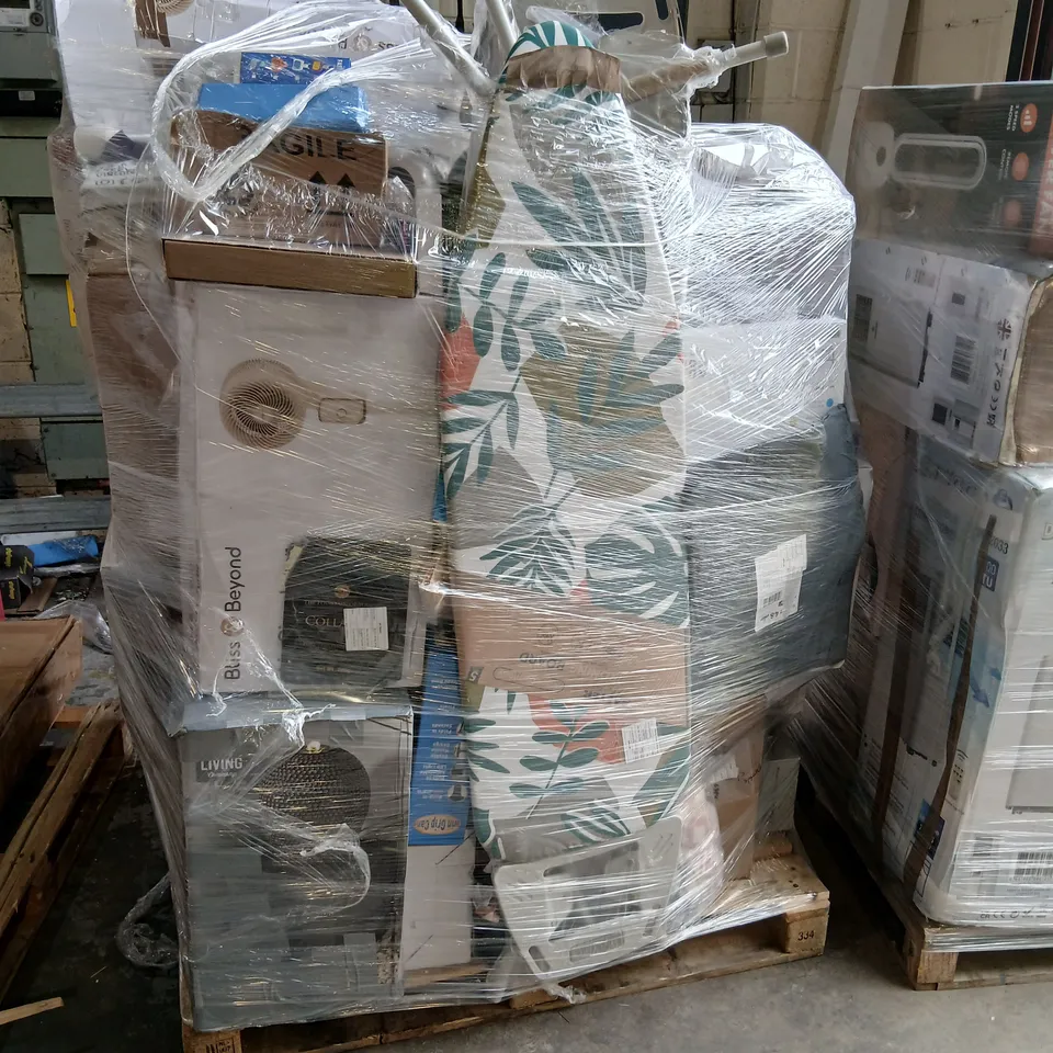PALL OF ASSORTED HOUSEHOLD PRODUCTS TO INCLUDE; BLISS AND BEYOND AIR CIRCULATOR TURBO FAN, KEPLIN VACUUM CLEANER, IRONING BOARD AND HOMESMART HOT POT