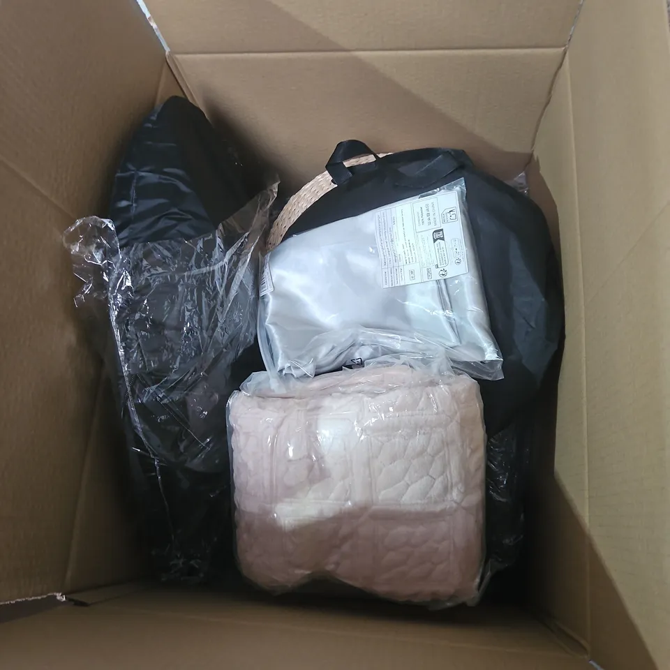 BOX OF APPROXIMATELY 9 ASSORTED HOUSEHOLD ITEMS INCLUDING PHOTO ALBUM AND OUTDOOR COOKWARE SET 