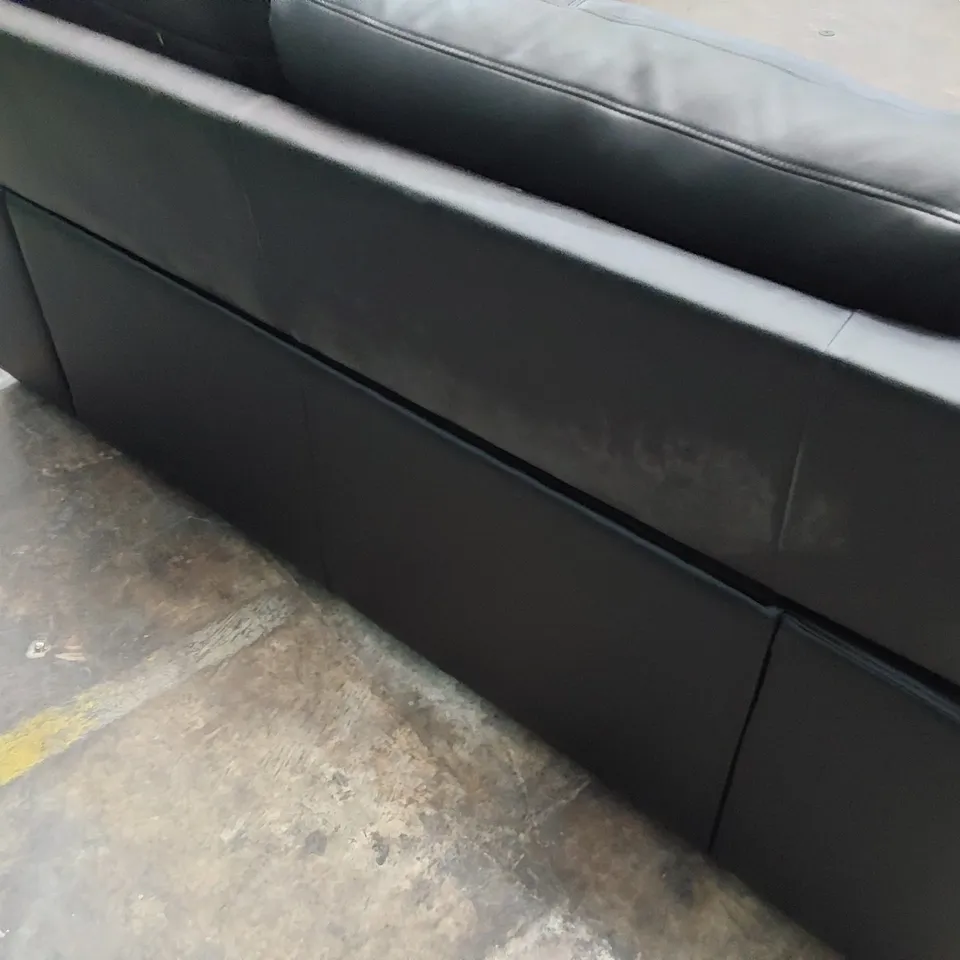 DESIGNER TWO SEATER SOFA BLACK LEATHER 